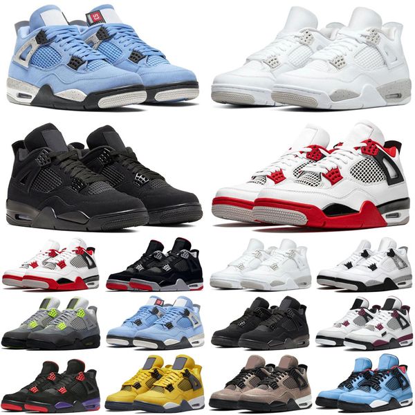 

university blue jumpman 4 4s men basketball shoes fire red white oreo black cat neon sports sneakers mens trainers size 7-13, White;red