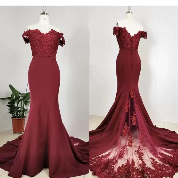 Borgonha dama de honra vestidos chiffon feito sob encomenda feita plus size lace applique frisado fora do ombro país praia casamento empregada de honra vestidos