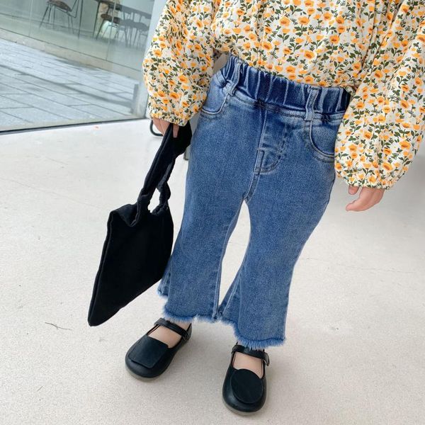 

jeans 2021 autumn arrival girls fashion denim kids bell-bottoms pants, Blue