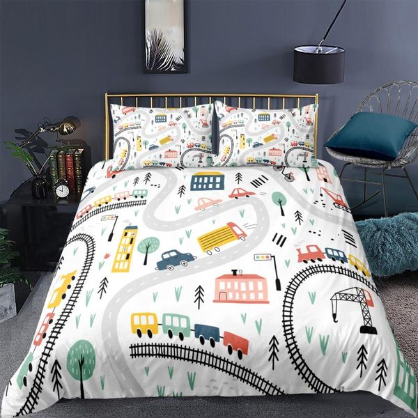 

bedding sets 3d set white duvet cover pillowcase bedroom soft quilt for kids girl boy car single twin  king double size