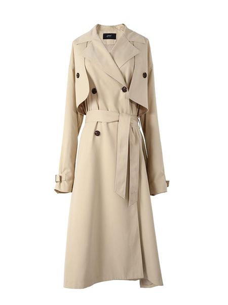 

women's trench coats 2021 spring autumn loose casual temperament women coat fashion solid color korean style leisure double breasted, Tan;black