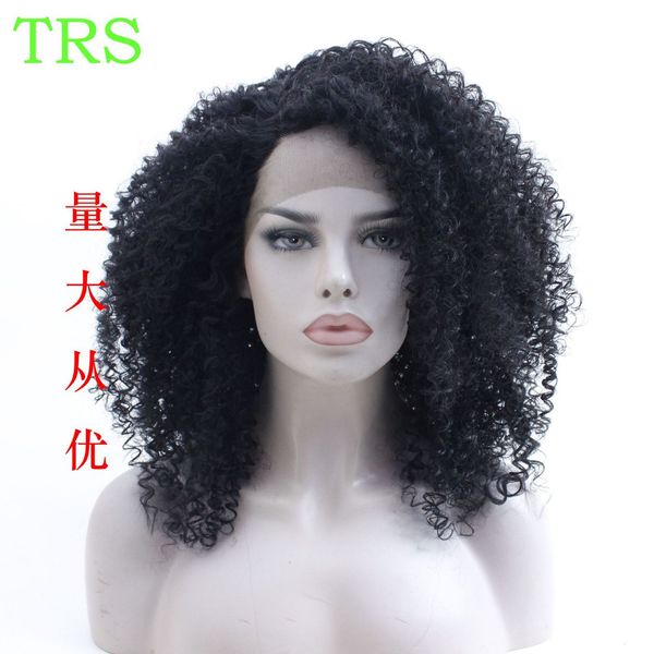 

lace wig women's chemical fiber cap small fluffy short curly hair, Black;brown