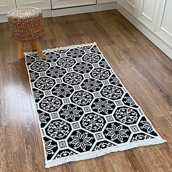 

carpets floor rug woven double sided use washable 80x160 cm tassel for kitchen living room