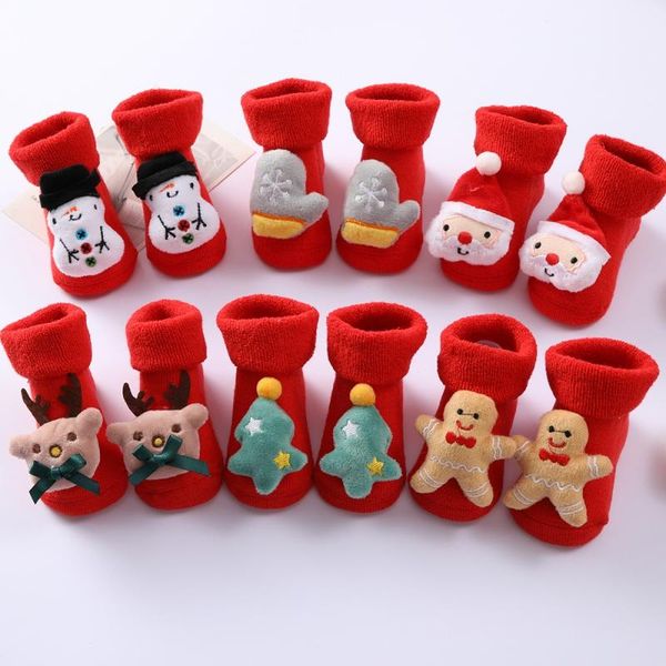 

socks 0-1y baby girl boy born cotton infant cartoon christmas anti-slip middle tube floor selling, Pink;yellow