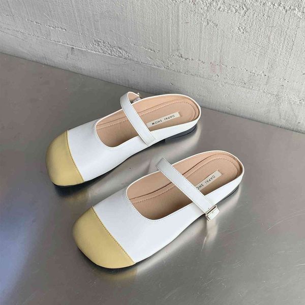 

80% off shoes vintage flat shoes single spring/summer new jane small leather slipper muller, Black