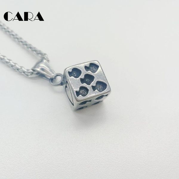 

pendant necklaces arrival mens personal spade dice necklace antique silver color 316l stainless steel cara0520