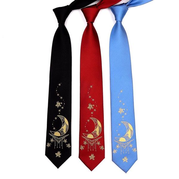 

bow ties male original design star moon black bronzing embroidered tie female students uniform personality gift necktie, Black;gray