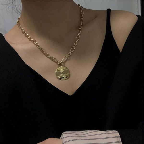 

fashion flower alphabet titanium steel necklace female personality wave pendant clavicle neck chain chains, Silver