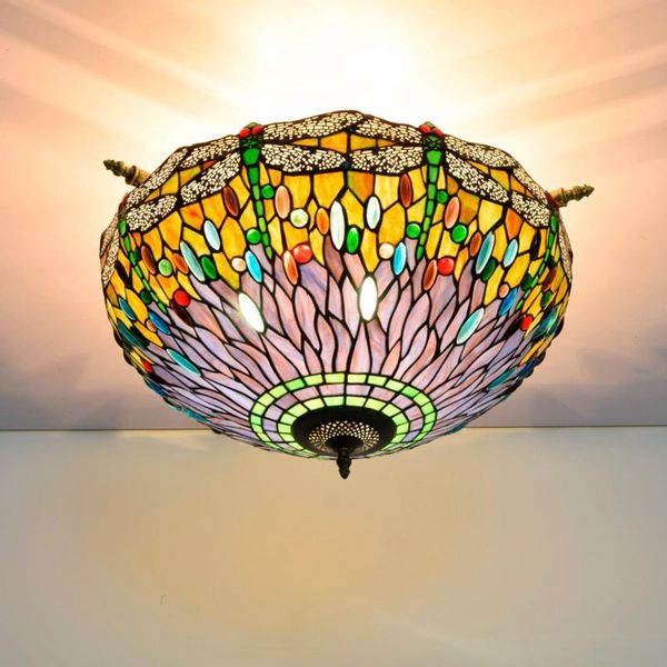 

ceiling lights 55cm green color creative colored glass living room restaurant bar bedroom art half lamp dragonfly