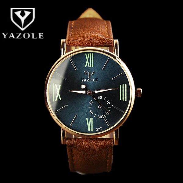 

wristwatches yazole watch fashion roman numerals men leather luminous sport male clock hodinky ceasuri relogio masculino, Slivery;brown