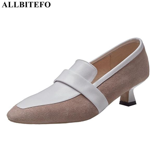 

dress shoes allbitefo mixed colors suede genuine leather women high heel fashion heels office work, Black