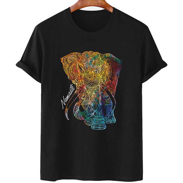 

2021 fashion printed loose casual namaste t-shirt online, White;black