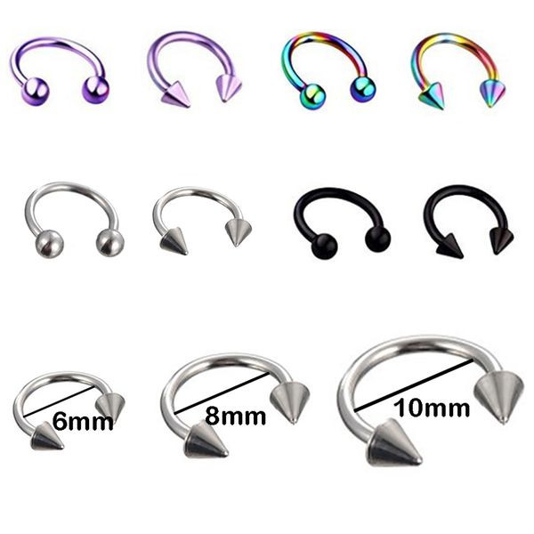 

1pc metal horseshoe fake nose ring c clip bcr septum lip stainless steel piercing falso nose rings hoop for women men, Silver