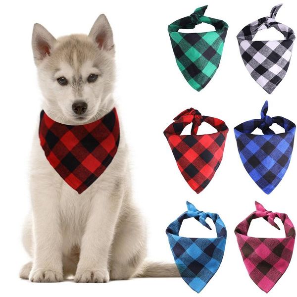 

pet scarf cute elegant plaid christmas and birthday gift bandana printing cotton scar puppy dog decoration apparel