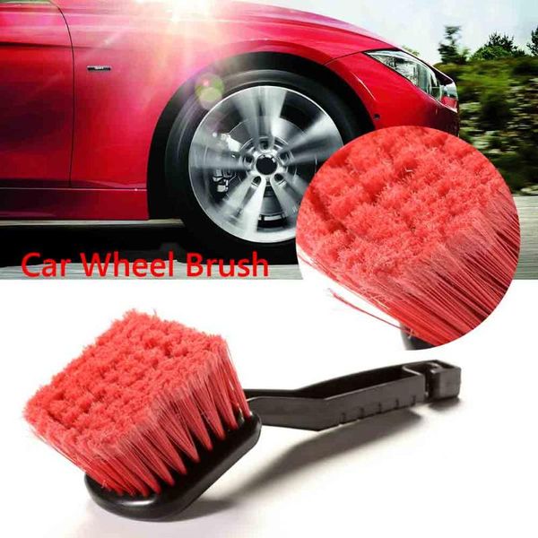 

strong durable car wheel brush with red bristles clean floor mats tires wheels auto motorcycle cleaning washing tools sponge