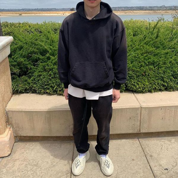 

men's hoodies & sweatshirts 1:1 version 2021 fg 7th pure color men women couple fleece hooded sweatshirt hip hop high street oversize c, Black