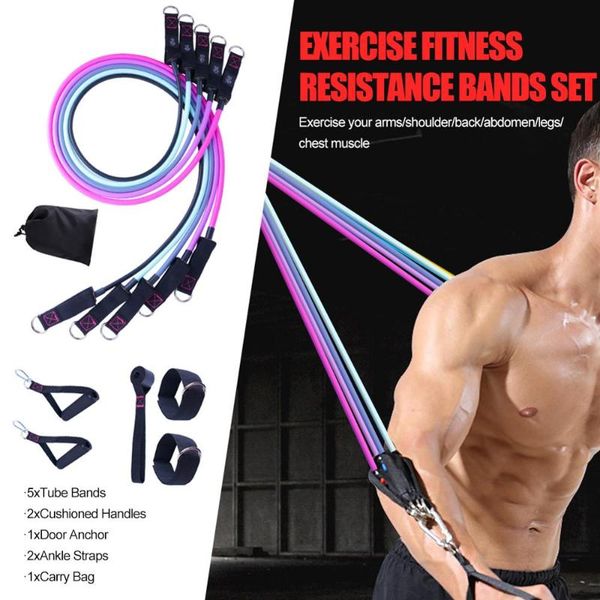 

11pcs tension resistance bands set latex pedal tensioner elastic expander workout training fitness equipment