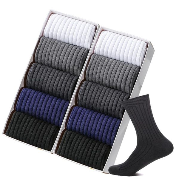 

men's socks ztoet brand cotton man black white business casual breathable stripes double needle male long high quality