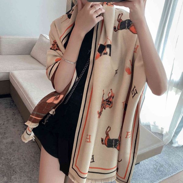 

student pony imitation cashmere scarf female autumn and winter super long student warm bib dual-purpose shawl women, Blue;gray