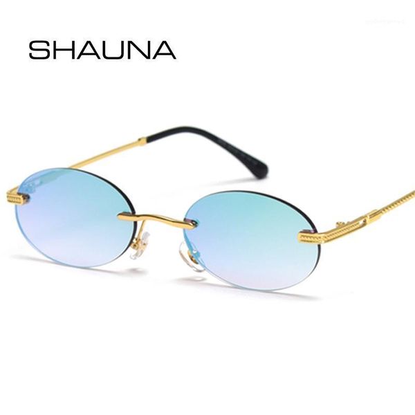 

sunglasses shauna retro oval rimless colorful women fashion mirror coating gradient eyewear shades uv400 men sun glasses, White;black