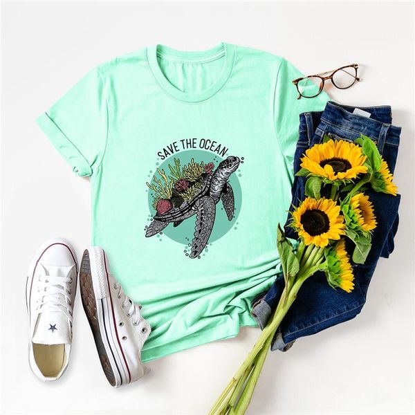 

women's t-shirt s-5xl summer plus size women tshirt save the ocean print tshirts 100%cotton t shirt o neck short sleeve tees graphic sh, White