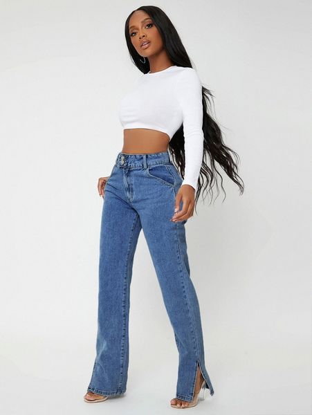 

sxy high waisted light wash jeans b4ny#, Blue