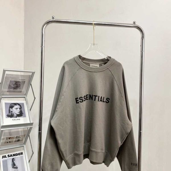 

hoodie21 autumn new fog fashion brand ess glue pressed letters men and women lovers simple round neck loose sweater, Black