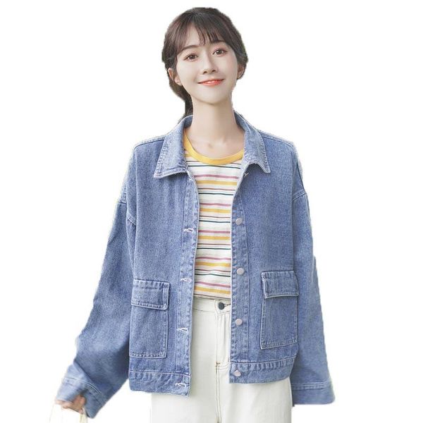 

women's jackets blue jean jacket women autumn casual loose single breasted long sleeve denim female fashion lapel cowboy outerwear, Black;brown