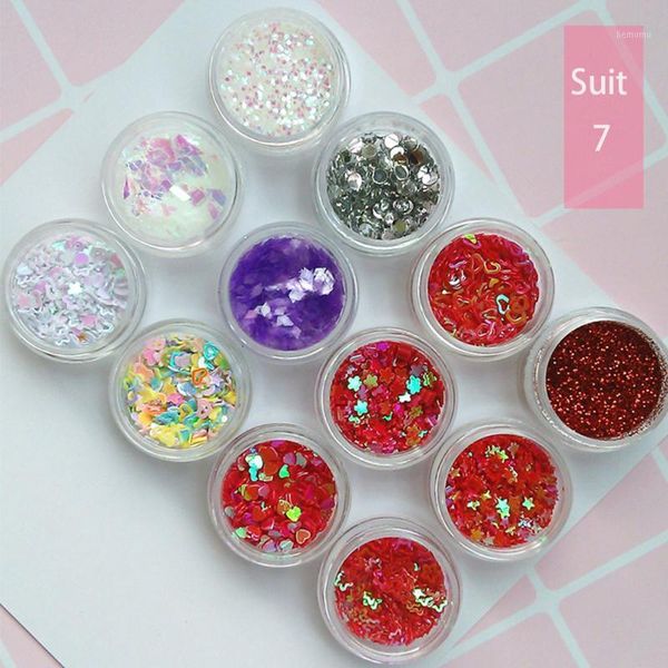 

12pcs/set decoration spangles heart star dot flakes mixed polishing diy nail art glitter sequins eyes makeup powder1, Silver;gold
