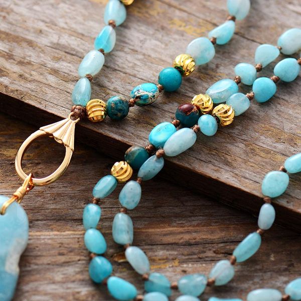 

natural stone pendant lariat nelace amazonite gold tone chain nelace bohemian jewelry for women dropshipping a, Golden;silver