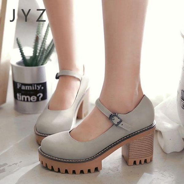 

dress shoes fashion womens platform pumps casual high heels buckle strap lady size 40 41 42 43 0931, Black