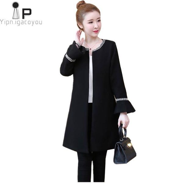 

women's trench coats autumn windbreaker long korean black plus size coat for women winter fashion ladies overcoat 5xl, Tan;black