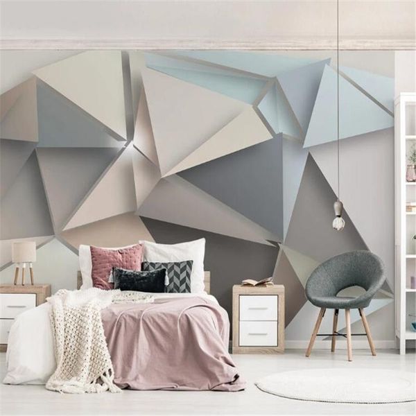 

wallpapers milofi custom large wallpaper mural modern minimalist style 3d three-dimensional triangle tv background wall