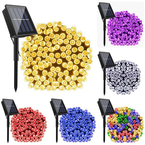 

strings 200 led outdoor lighting string solar garden light power lamp christmas party for street patio balcony fence fairy garland