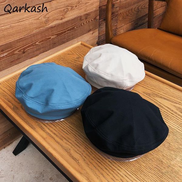 

berets women pure color tender autumn trendy chic streetwear all-match retro elegant feminino travel korean preppy style ins, Blue;gray
