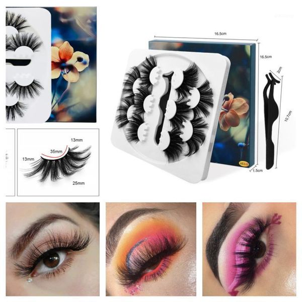 

mink eyelashes 25mm lashes 5 pair fluffy messy 3d false long natural wholesale makeup with tweezer1