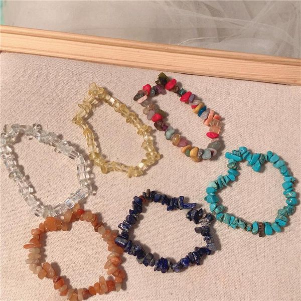 

beaded, strands irregular natural crystals stone bracelet chips beads clear yellow quartz bracelets bangles fashion jewelry for women, Black