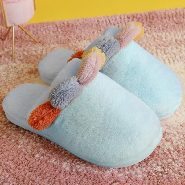 

fashion women winter slippers house soft slip on lovely cotton fluffy warm casual lady non-slip indoor shoes xx694, Black