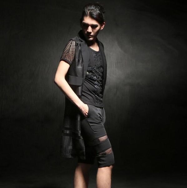 

men's vests 2021 men clothing hair stylist gd personal night club performance summer screen vest plus size stage costumes, Black;white