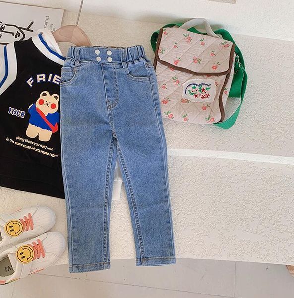 

jeans 2021 arrival girls boys denim long pants autumn fashion kids jean 2-8 years ws440, Blue