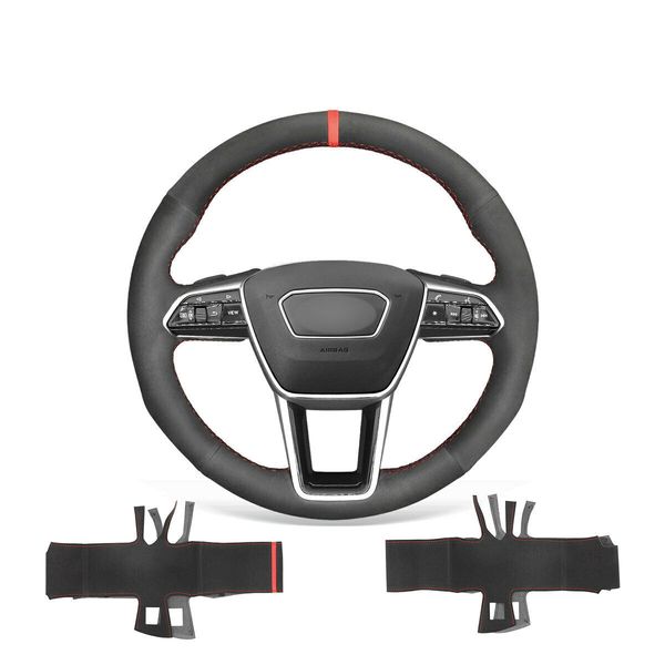 

diy custom hand stitched soft black suede steering wheel cover for audi a6 avant a6 allroad a7