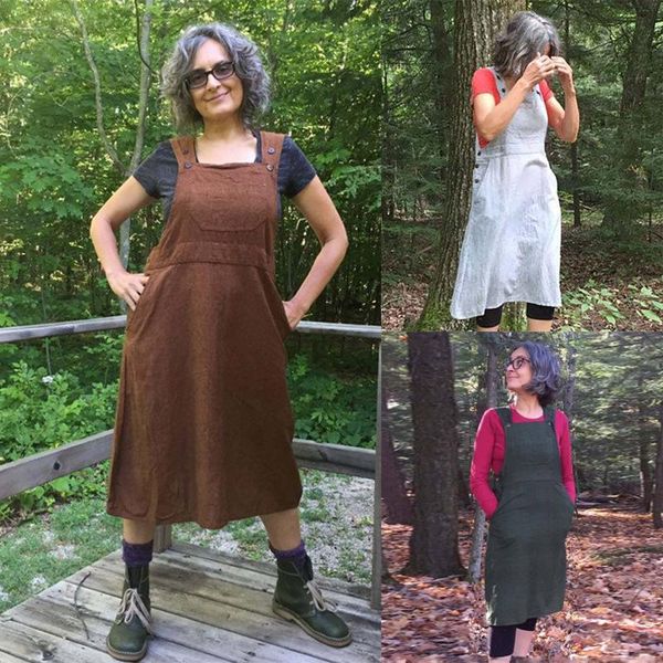 

plus size women's dress summer fashion high waist jumper ladies solid color cotton loose midi vestidos#35 casual dresses, Black;gray