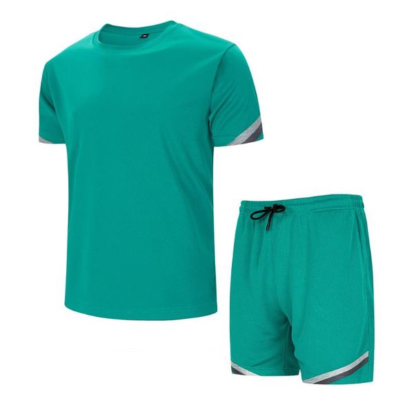 

men's tracksuits 2021 summer men short sleeve clothing sets t-shirt + shorts suits casual sports eu size s-2xl, Gray