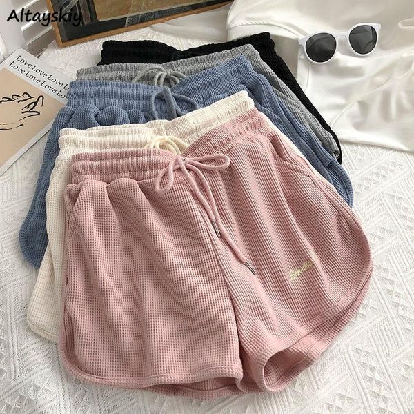 

women's shorts women summer thin fashion harajuku 3 colors streetwear casual wide leg soft high waist drawstring loose bottoms students, White;black