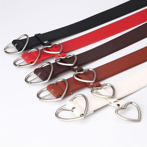 

belts fashion pu band female heart shaped metal buckle waistband women waist belt lady jeans apparel accessories, Black;brown