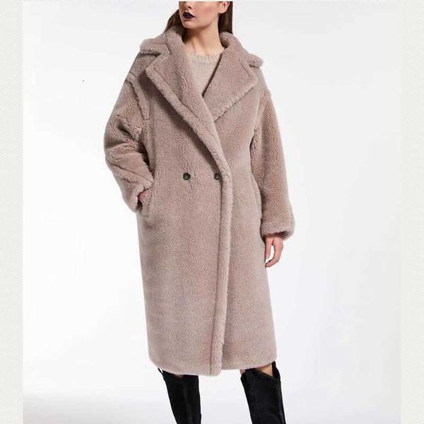 

women's trench coats sellers womens long coats 100% alpaca wool plus size jacket winter loose cashmere outerwear thick and brx3, Tan;black
