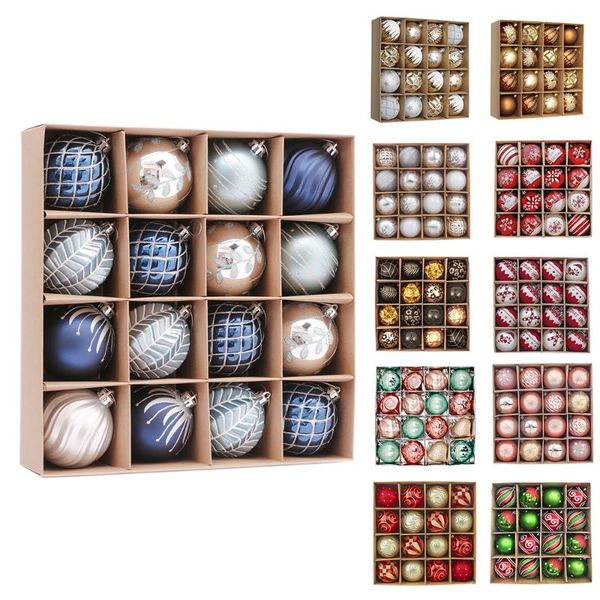 

party decoration 16pcs 8cm christmas ball ornament red white tree hanging bauble decorations pendant for home year