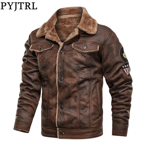 

mens autumn winter genuine leather bomber jacket men's fur & faux, Black