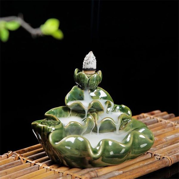

fragrance lamps ceramic backflow incense burner lotus bergamot censer waterfall portable holder use in home teahouse
