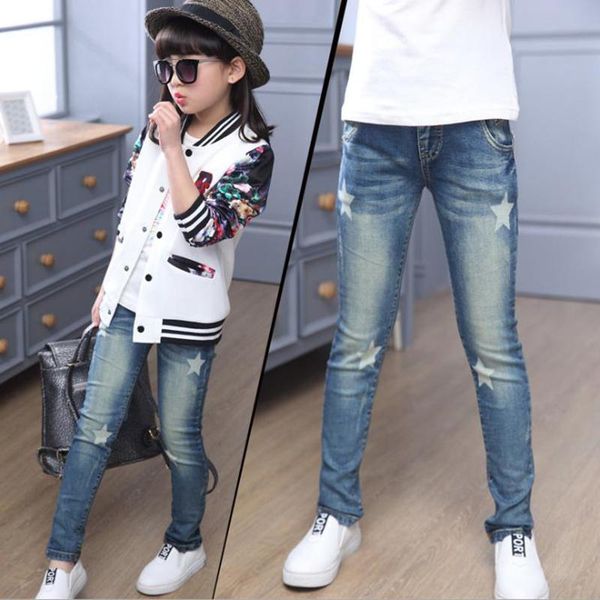 

jeans children denim pants girls fashion baby kids spring autumn children's clothing girl cotton casual pencil trousers, Blue